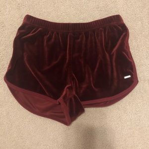 maroon velvet hollister shorts